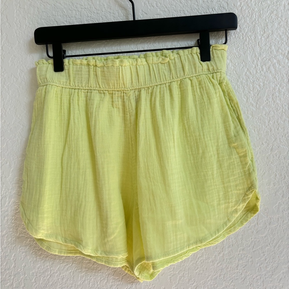 XS bright greenish yellow shorts